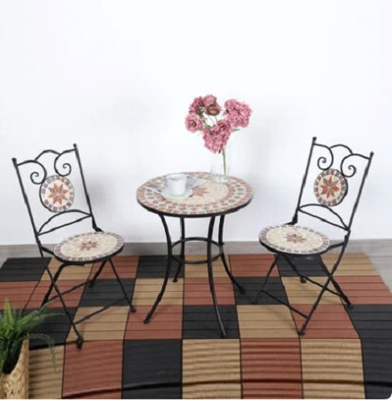 3er-Set Mosaik Tisch und 2 Stühle