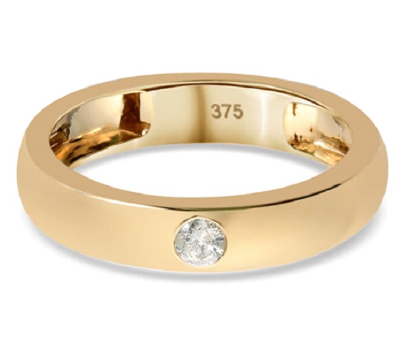 Diamant zertifiziert I2-I3 Band Ring 375 Gelbgold