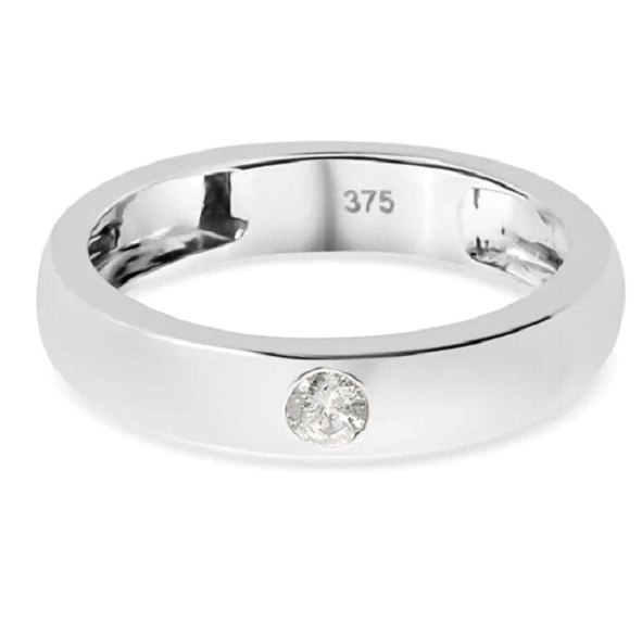 Diamant zertifiziert I2-I3 Band Ring 375 Weißgold