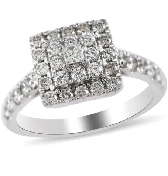 RHAPSODY Diamant zertifiziert VS E-F Cluster Ring 950 Platin
