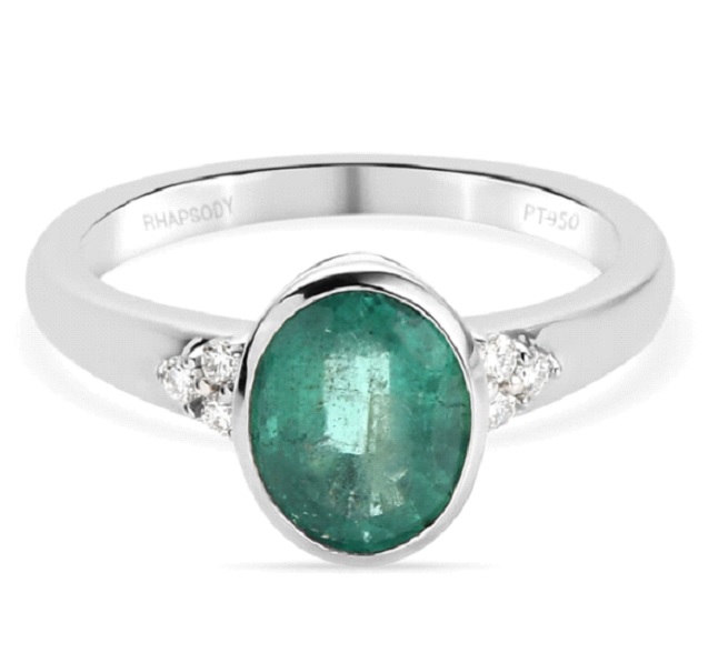 RHAPSODY sambischer Smaragd-Ring mit Diamant-Akzent