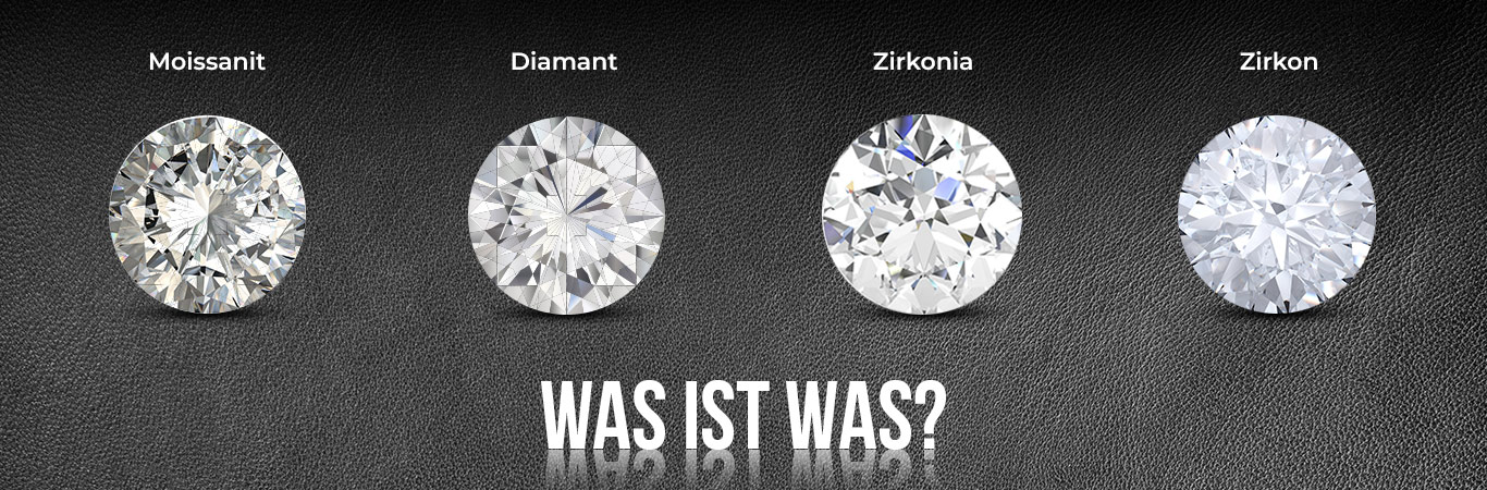 Diamant, Moissanit, Zirkon und Zirkonia sind allesamt Edelsteine.