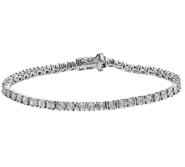 Weißer Diamant Armband, ca. 19 cm, 925 Silber platiniert, ca. 0.25 ct
